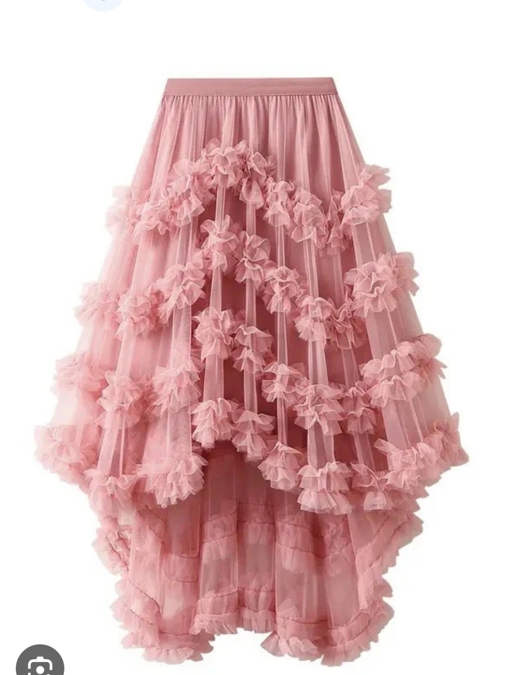 New Ruffle Tiered High Low Skirt Pink